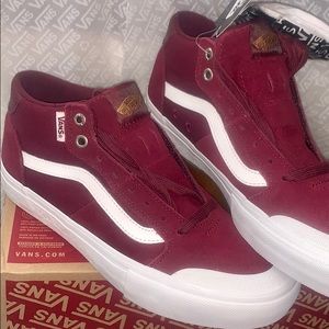 >Ⓜ️VANS STYLE 112 MID PRO CLASSIC SUEDE/CANVAS BURGUNDY/WHITE #1 SKATE BRAND NEW
